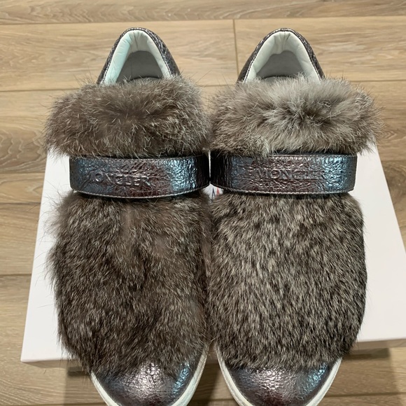 100% authentic Moncler Lucie scarpa sneaker silver metallic fur 39 us 9 - Picture 7 of 16
